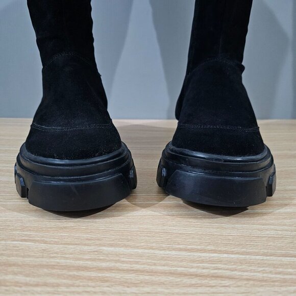 NEW Farm Rio Long Suede Combat Boot Black Vegan Leather Platform Boho Size 8 - Picture 6 of 14